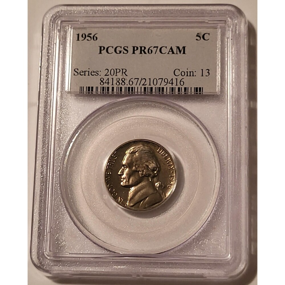 1956 Jefferson Nickel Proof PR67 Cameo PCGS Light Toning